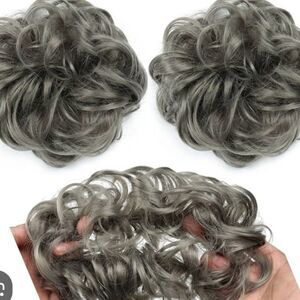 Gray Messy Hair Bun Extension